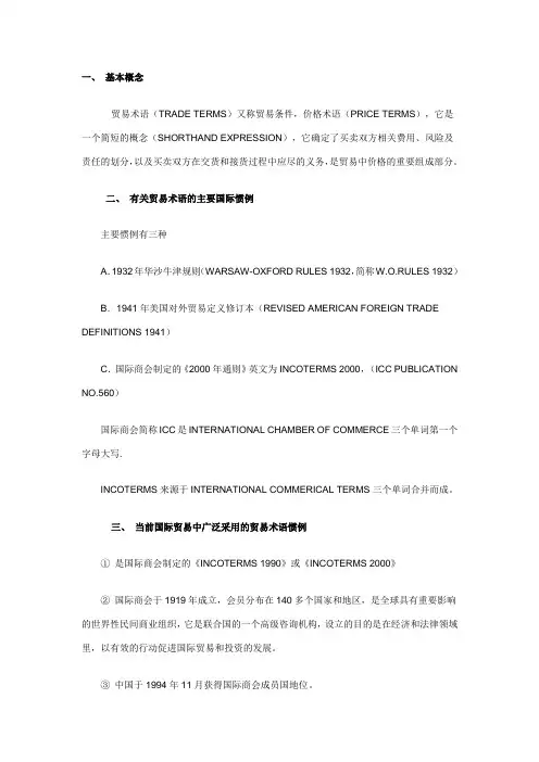 贸易术语大全