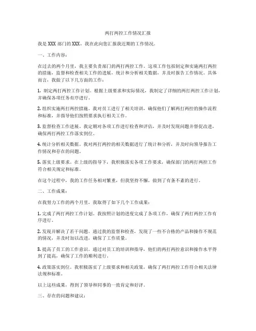 两打两控工作情况汇报