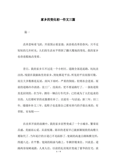 家乡的变化初一作文三篇