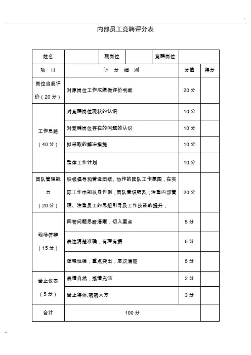 竞聘评分表 2