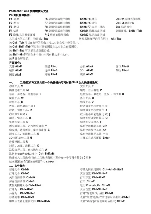 李涛课讲PS笔记快捷键及技巧资料