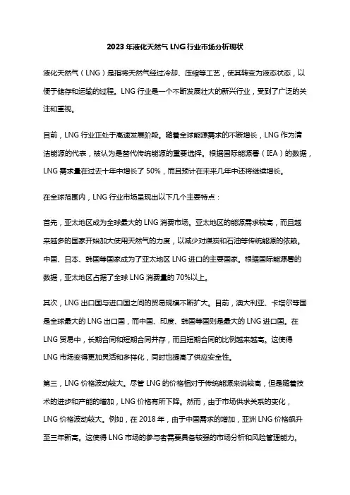 2023年液化天然气LNG行业市场分析现状