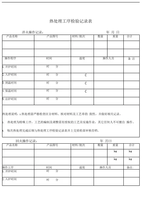 热处理检验记录表