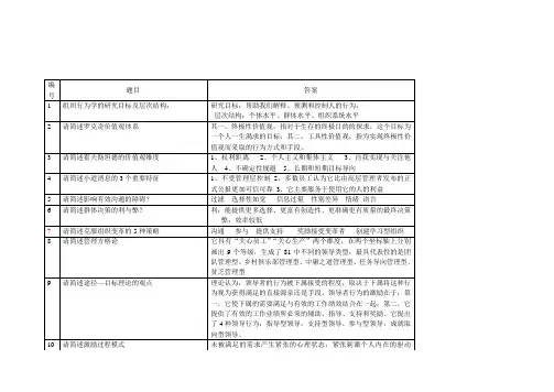 组织行为学简答必备