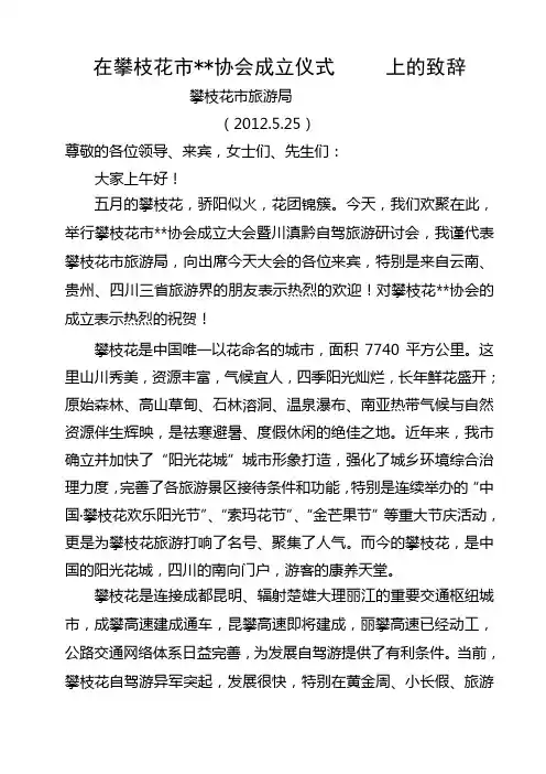 在协会成立大会上的致辞