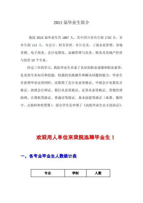 2015届毕业生简介