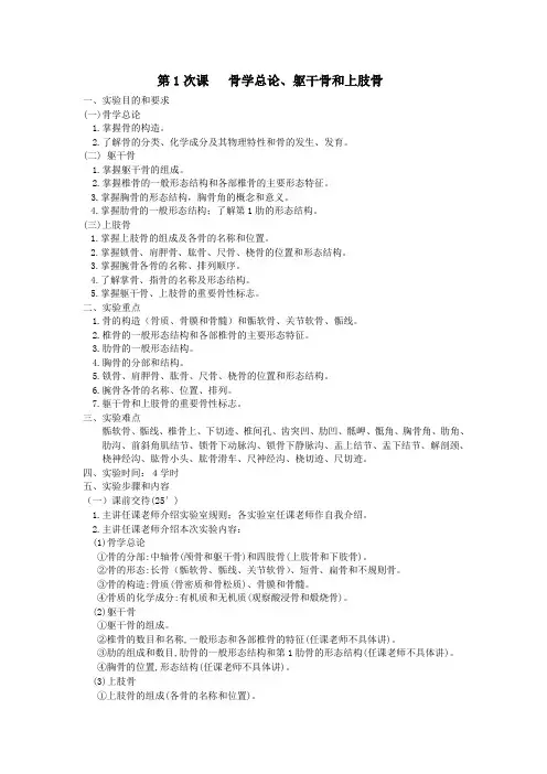 第1次课   骨学总论、躯干骨和上肢骨