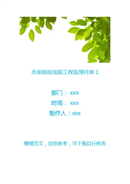水库除险加固工程监理月报1