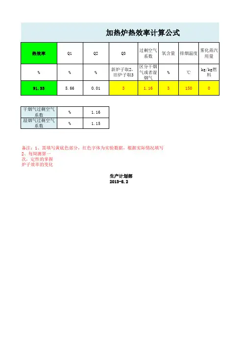 加热炉热效率计算公式