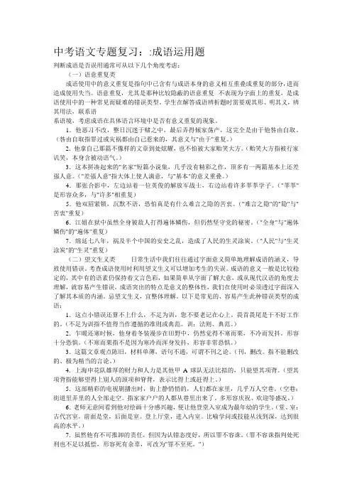中考语文复习专题之成语运用
