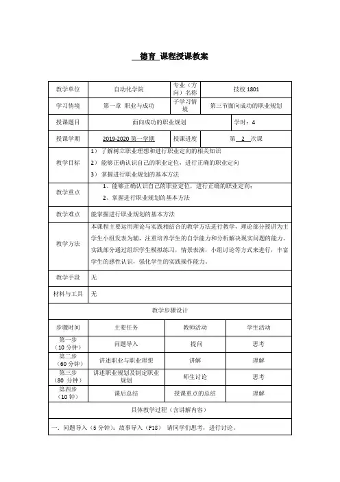 第一章 第三节面向成功的职业规划
