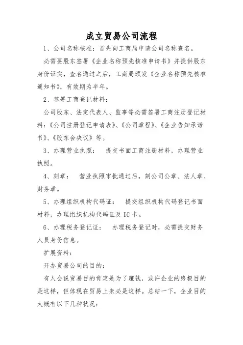 成立贸易公司流程