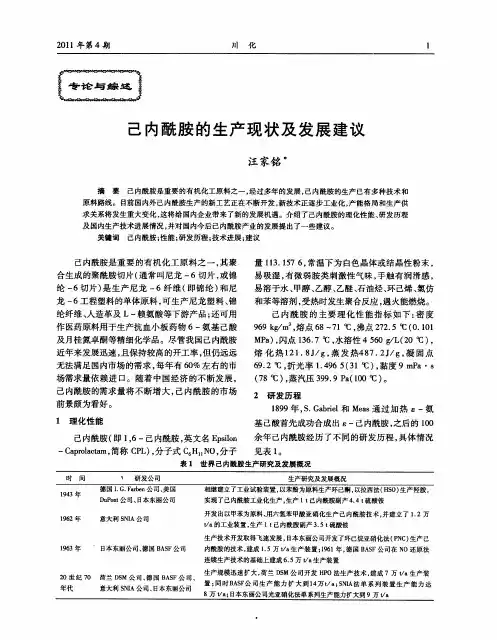 己内酰胺的生产现状及发展建议
