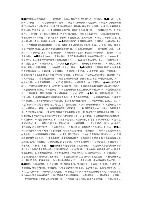 电梯维修中故障原因及排除方法一览表
