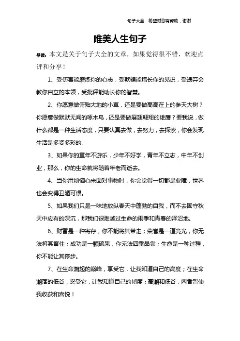 唯美人生句子