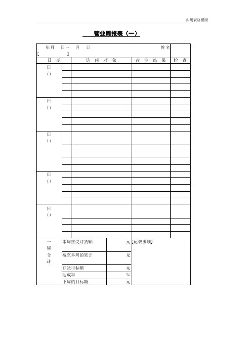营业周报表(一)