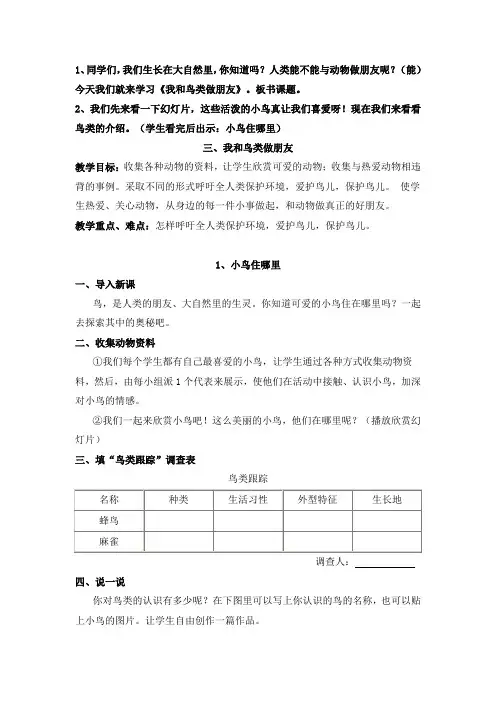 我和鸟类做朋友