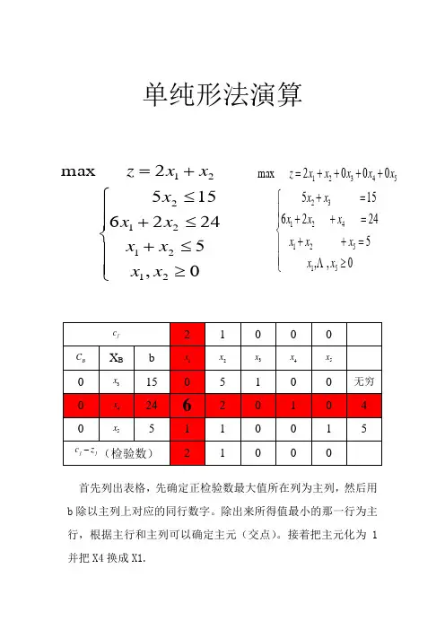 单纯形法步骤例题详解