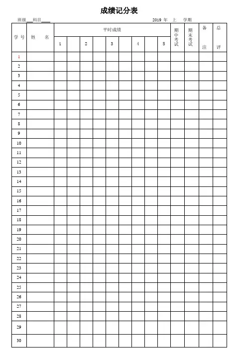 学生成绩登记表模版