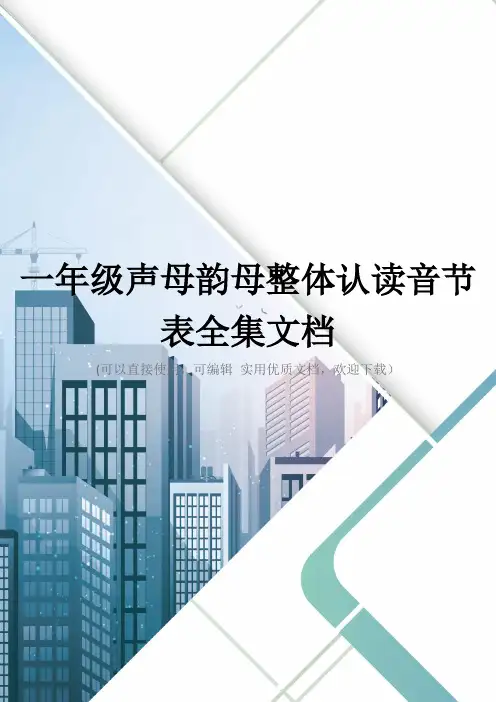 一年级声母韵母整体认读音节表全集文档