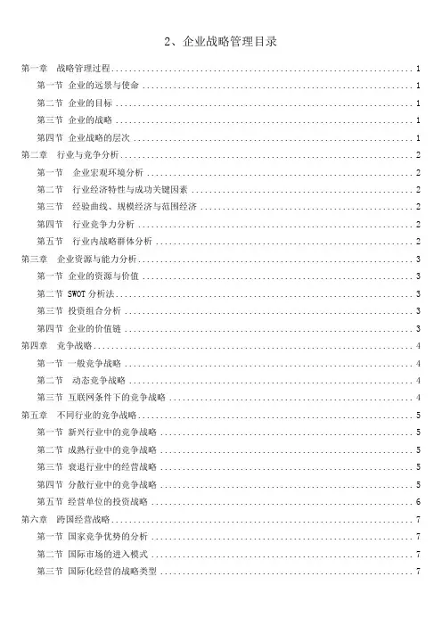 企业战略管理目录与纲要