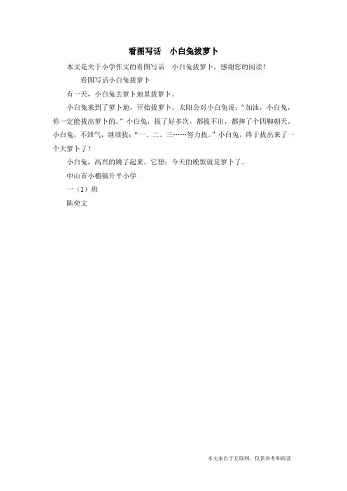 看图写话 小白兔拔萝卜_小学作文
