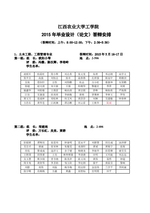 06年毕业设计、毕业论文有关规定-工学院-江西农业大学