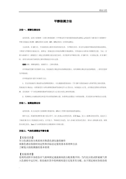 甲醇检测方法汇总
