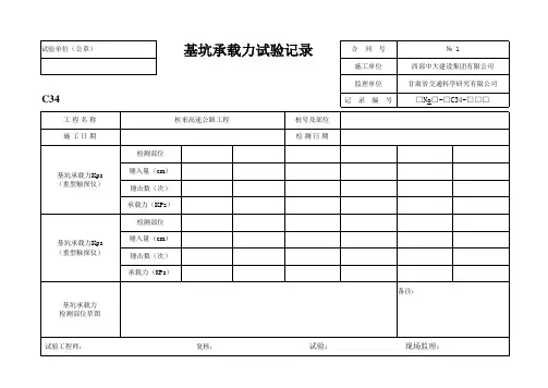 基坑承载力试验记录表(原表)重型