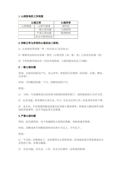 心理正常与异常的区分