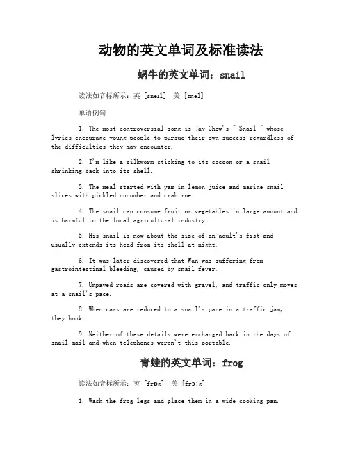 动物的英文单词及标准读法