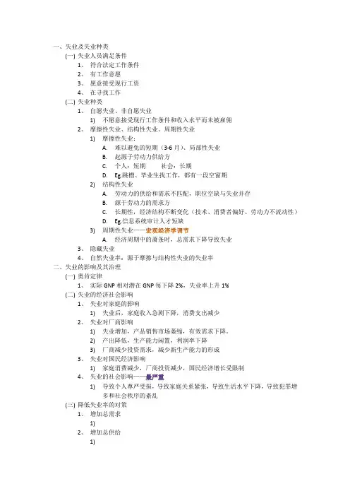 宏观经济学笔记-失业和通货膨胀