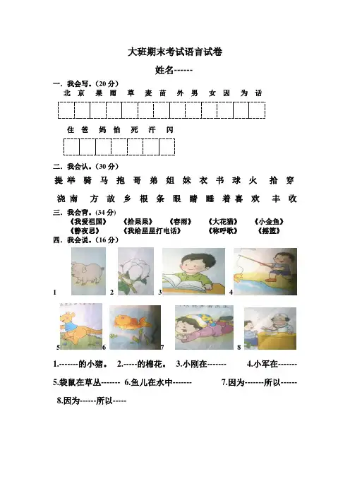 大班期末考试语言试卷