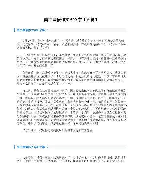 高中寒假作文600字【五篇】