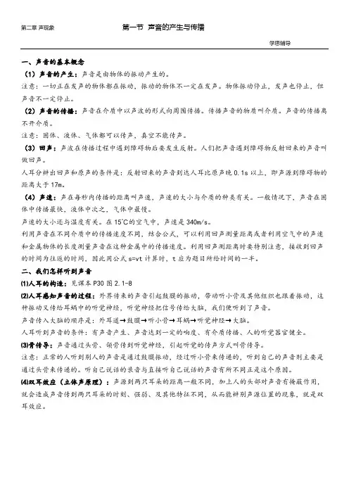 声音的产生于传播知识点