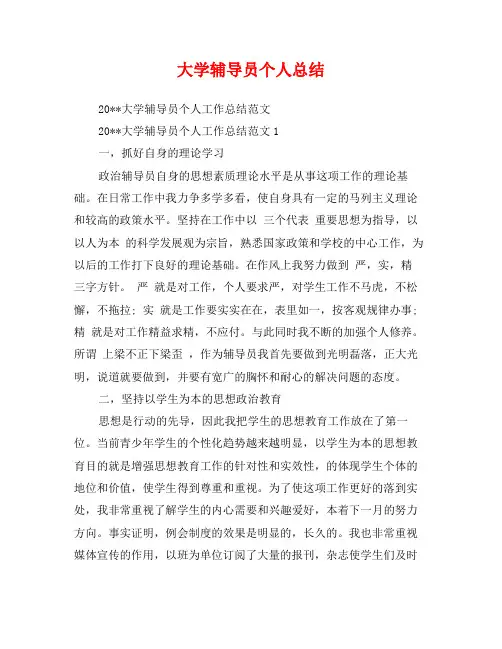 大学辅导员个人总结