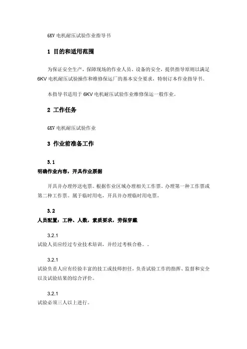 6KV电机耐压试验作业指导1