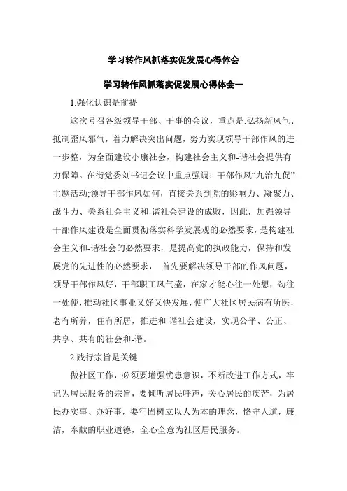 学习转作风抓落实促发展心得体会