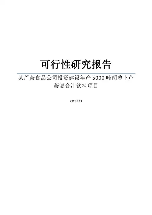 芦荟食品公司年产5000吨胡萝卜芦荟复合汁饮料项目可行性研究报告