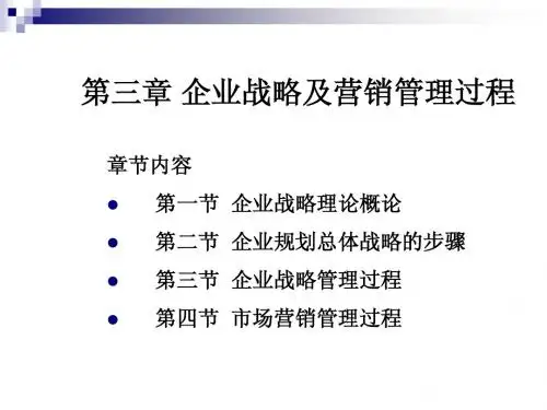 市场营销学 第三章 企业战略及营销管理过程