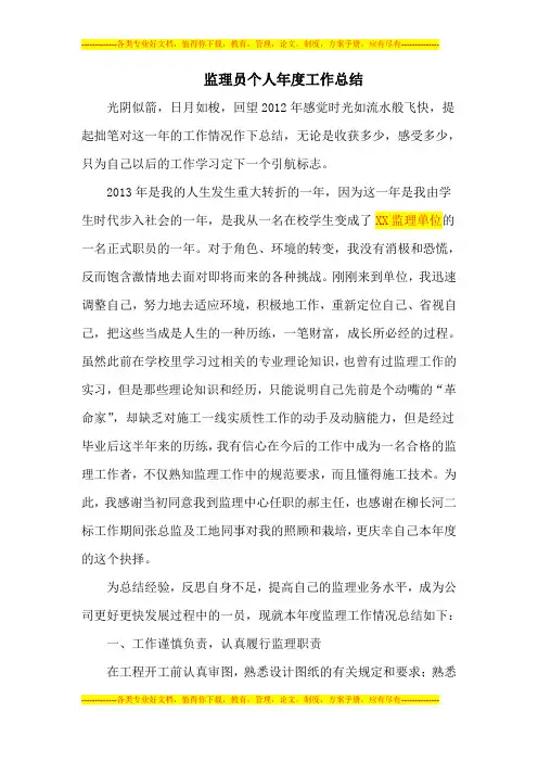 2013年个人年度总结报告