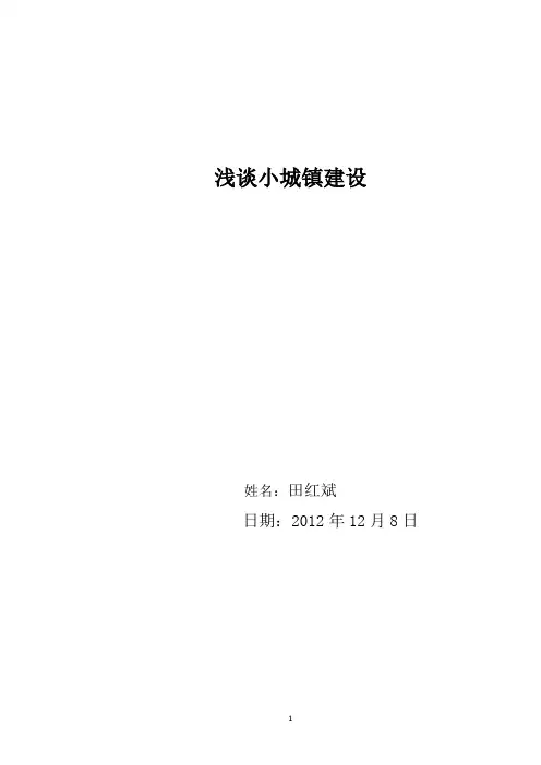 浅谈小城镇建设