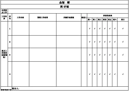 周计划周结果模板