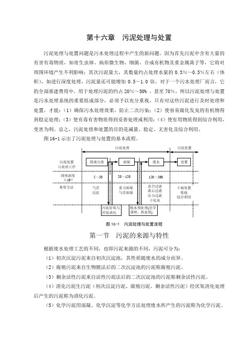 第十六章  污泥处理与处置