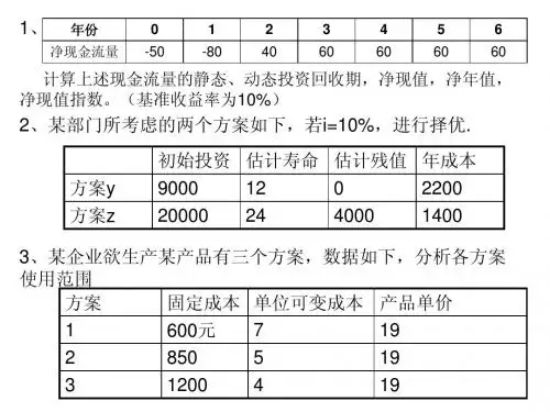 技术经济学 练习第三章