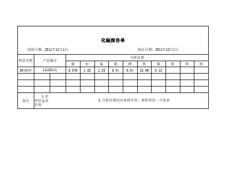 金属成份化验报告单