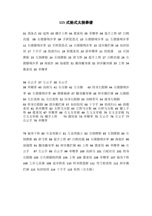 115式杨式太极拳谱