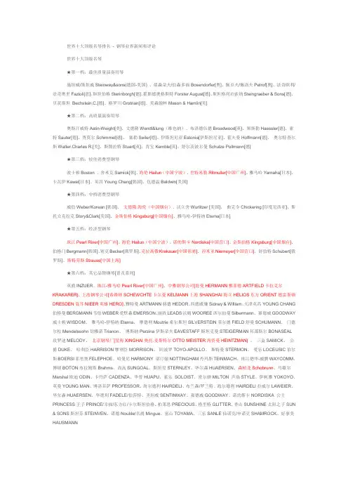 世界十大顶级名琴排名