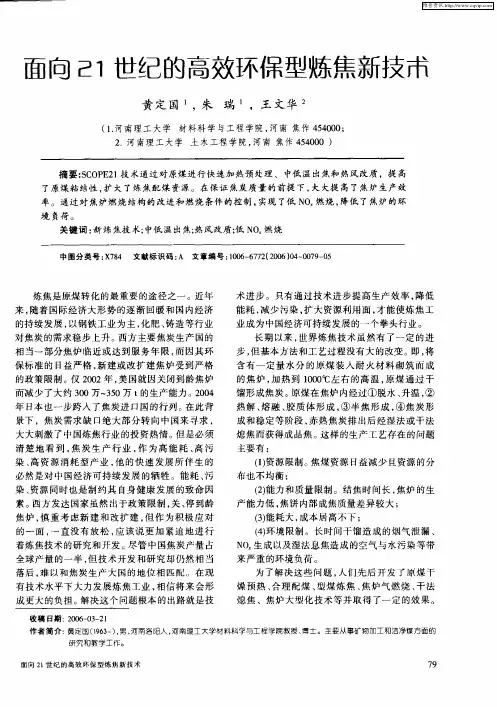 面向21世纪的高效环保型炼焦新技术