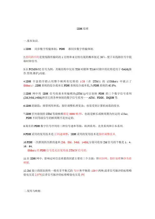 SDH原理知识点